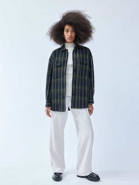 Babaton Navy, Olive and Cream Striped Button Jacket